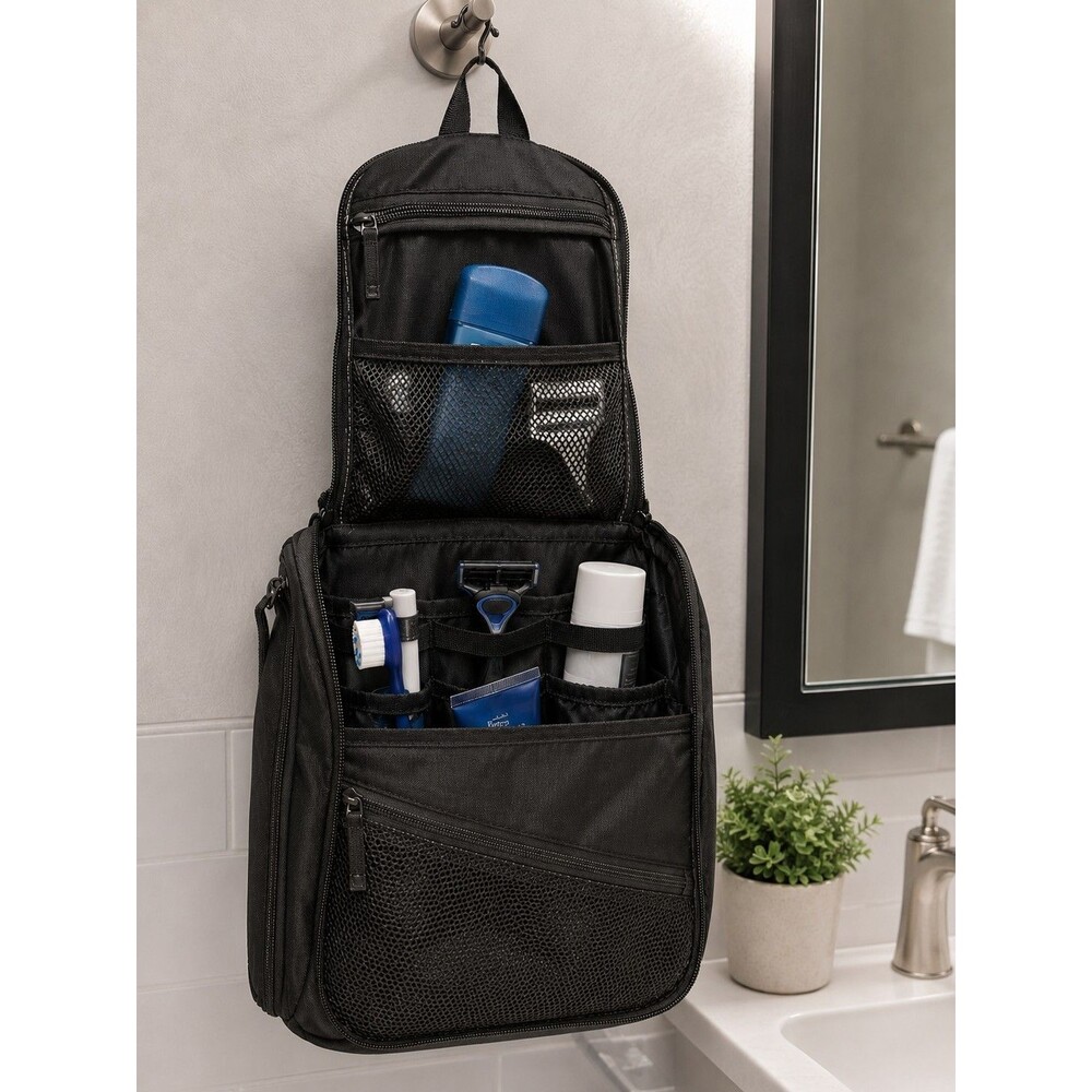 Black Travel Organizer/ Toiletry Bag   LL Bean Mens Embroidered "BEN" Large